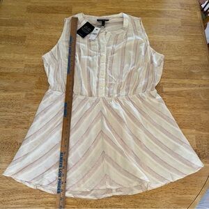 Lane Bryant Sleeveless‎ Metallic Striped Top - Cream and Pink buttons Plus 16